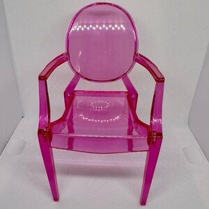 1:6 Miniature Pink Plastic Ghost Chair for Dolls/Decor
